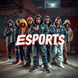 A dynamic and striking image of a cool gang posed confidently in an urban setting, exuding style and attitude
