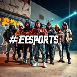 A dynamic and striking image of a cool gang posed confidently in an urban setting, exuding style and attitude