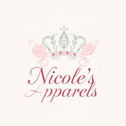 A luxurious logo design featuring an intricately detailed regal crown icon placed elegantly above the brand name 'Nicole's Apparels'