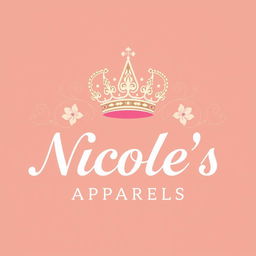 A luxurious logo design featuring an intricately detailed regal crown icon placed elegantly above the brand name 'Nicole's Apparels'