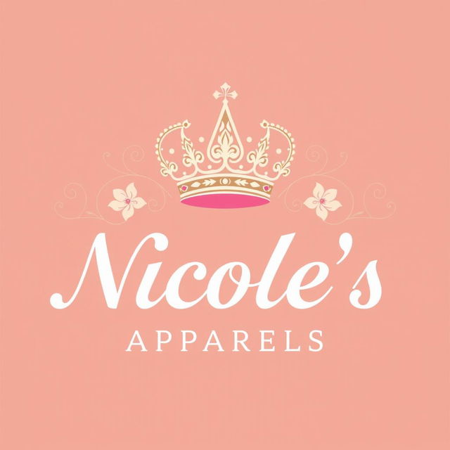 A luxurious logo design featuring an intricately detailed regal crown icon placed elegantly above the brand name 'Nicole's Apparels'