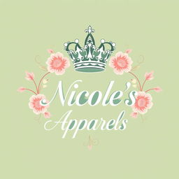 A logo concept featuring a regal, intricately detailed crown icon elegantly positioned above the brand name 'Nicole's Apparels