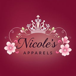 A logo concept featuring a regal, intricately detailed crown icon elegantly positioned above the brand name 'Nicole's Apparels