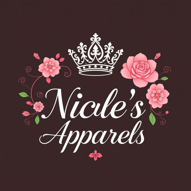 A logo concept featuring a regal, intricately detailed crown icon elegantly positioned above the brand name 'Nicole's Apparels