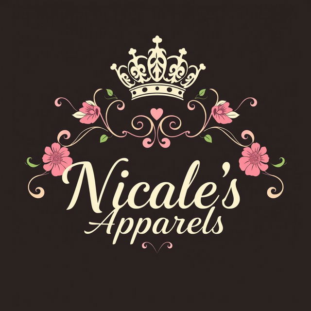 A logo concept featuring a regal, intricately detailed crown icon elegantly positioned above the brand name 'Nicole's Apparels