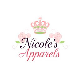 A logo concept featuring a regal, intricately detailed crown icon elegantly positioned above the brand name 'Nicole's Apparels