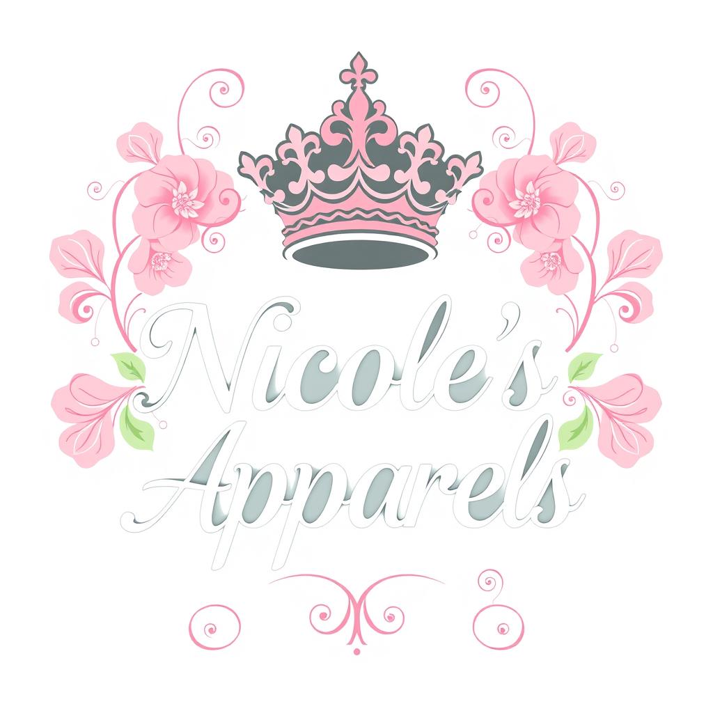 A logo concept featuring a regal, intricately detailed crown icon elegantly positioned above the brand name 'Nicole's Apparels