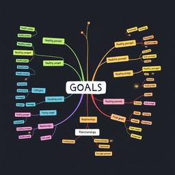 A visually appealing and organized mind map illustrating various personal and professional goals