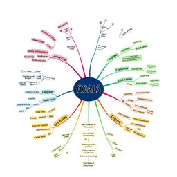 A visually appealing and organized mind map illustrating various personal and professional goals