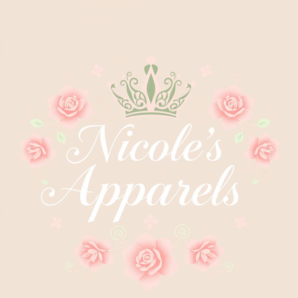 An elegant and regal logo concept featuring an intricately detailed crown icon positioned gracefully above the brand name 'Nicole's Apparels'