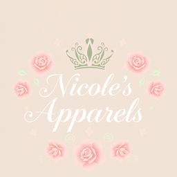 An elegant and regal logo concept featuring an intricately detailed crown icon positioned gracefully above the brand name 'Nicole's Apparels'