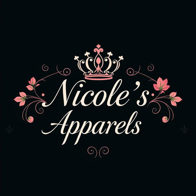 An elegant and regal logo concept featuring an intricately detailed crown icon positioned gracefully above the brand name 'Nicole's Apparels'