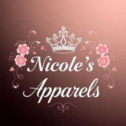 An elegant logo concept featuring a regal, intricately detailed crown icon positioned gracefully above the brand name 'Nicole's Apparels'