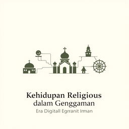 A minimalist poster that conveys a religious message in the context of the digital age, highlighting how technology influences faith