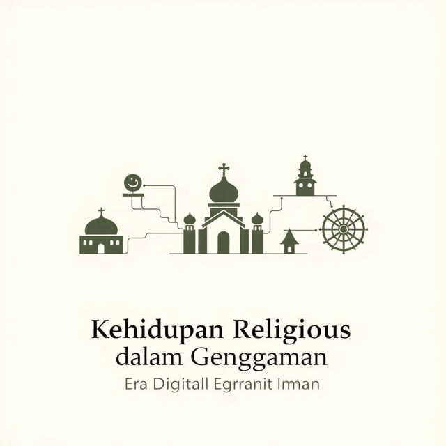 A minimalist poster that conveys a religious message in the context of the digital age, highlighting how technology influences faith