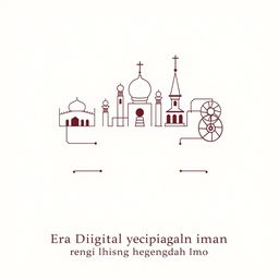 A minimalist poster that conveys a religious message in the context of the digital age, highlighting how technology influences faith