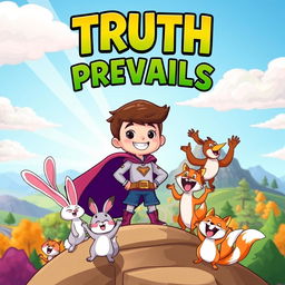 A vibrant cartoon animation scene depicting the theme "Truth Prevails"