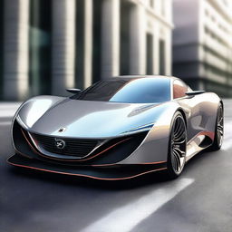 An image of an amazing futuristic sport car, depicted in a hyper-realistic style