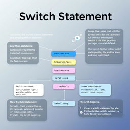 A visually appealing educational poster illustrating the concept of the switch statement in C programming