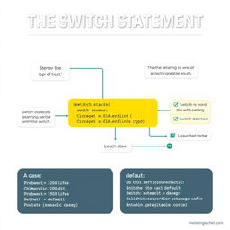 A visually appealing educational poster illustrating the concept of the switch statement in C programming