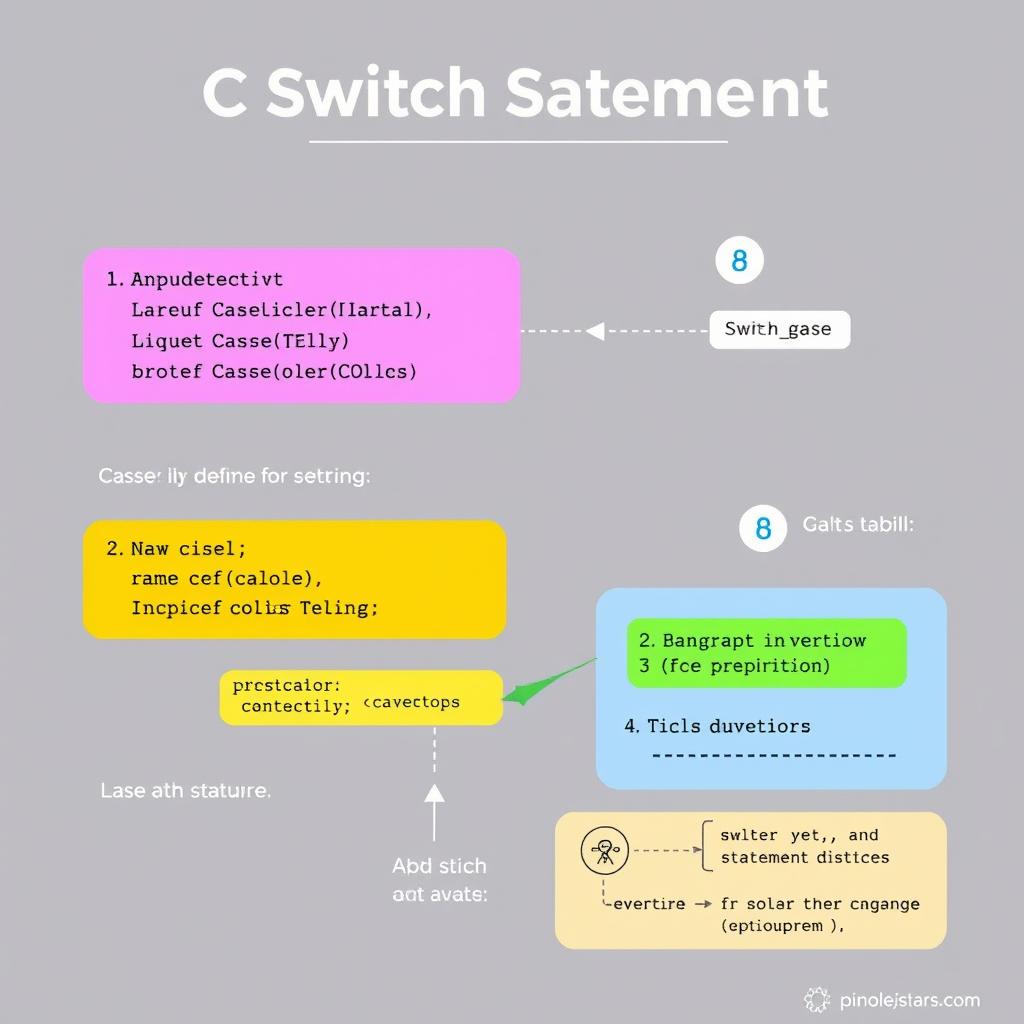 A visually appealing educational poster illustrating the concept of the switch statement in C programming