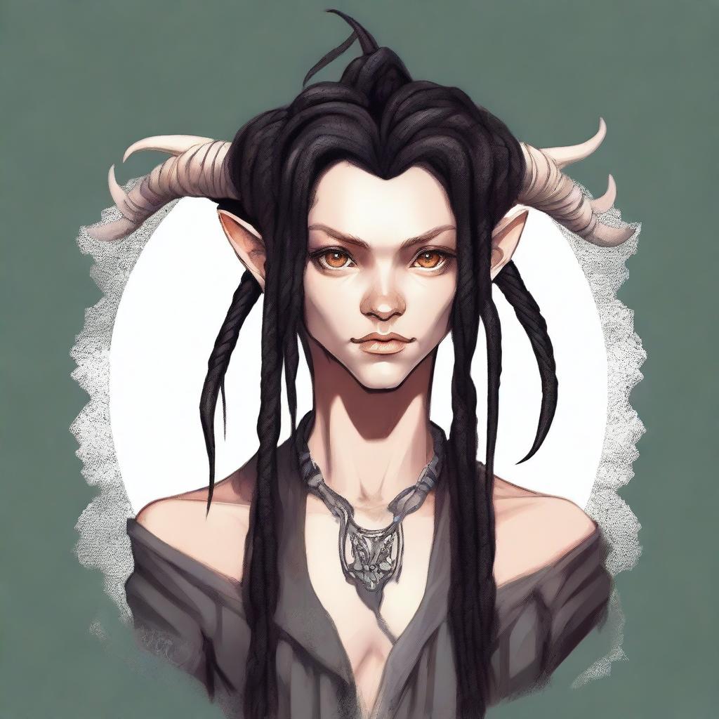 Visualize a high-quality, vibrant digital art of a young, slender, innocent-looking androgynous satyr with a blend of human and goat features