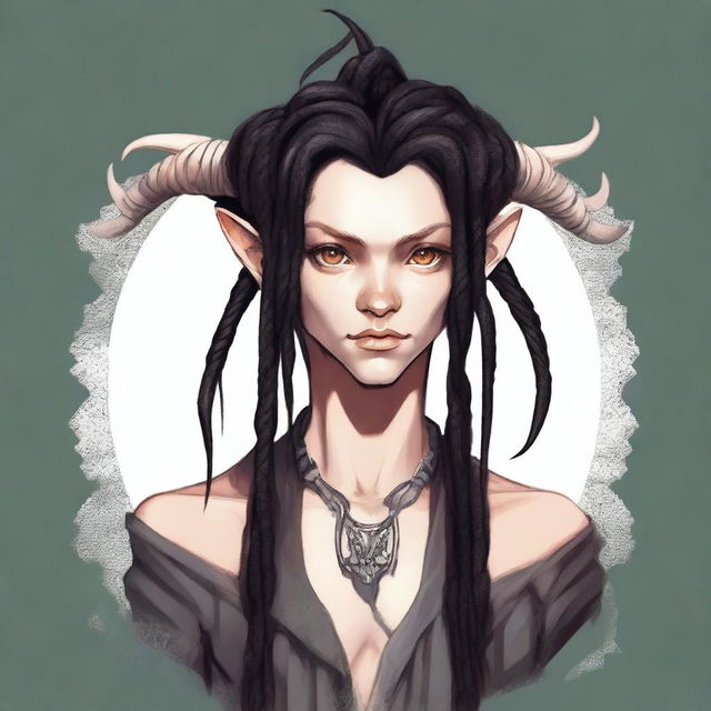 Visualize a high-quality, vibrant digital art of a young, slender, innocent-looking androgynous satyr with a blend of human and goat features