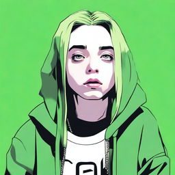 A high-quality digital art image of Billie Eilish, the American singer-songwriter