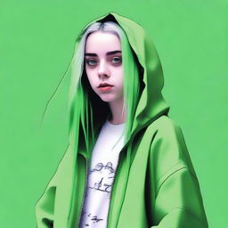 A high-quality digital art image of Billie Eilish, the American singer-songwriter