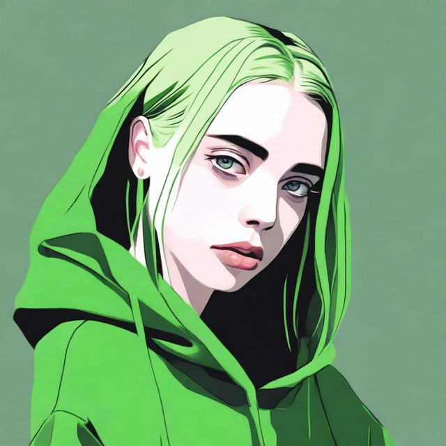 A high-quality digital art image of Billie Eilish, the American singer-songwriter