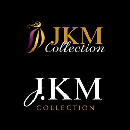 A chic and elegant logo design for 'JKM Collection', a boutique and fashion design company