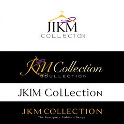 A chic and elegant logo design for 'JKM Collection', a boutique and fashion design company
