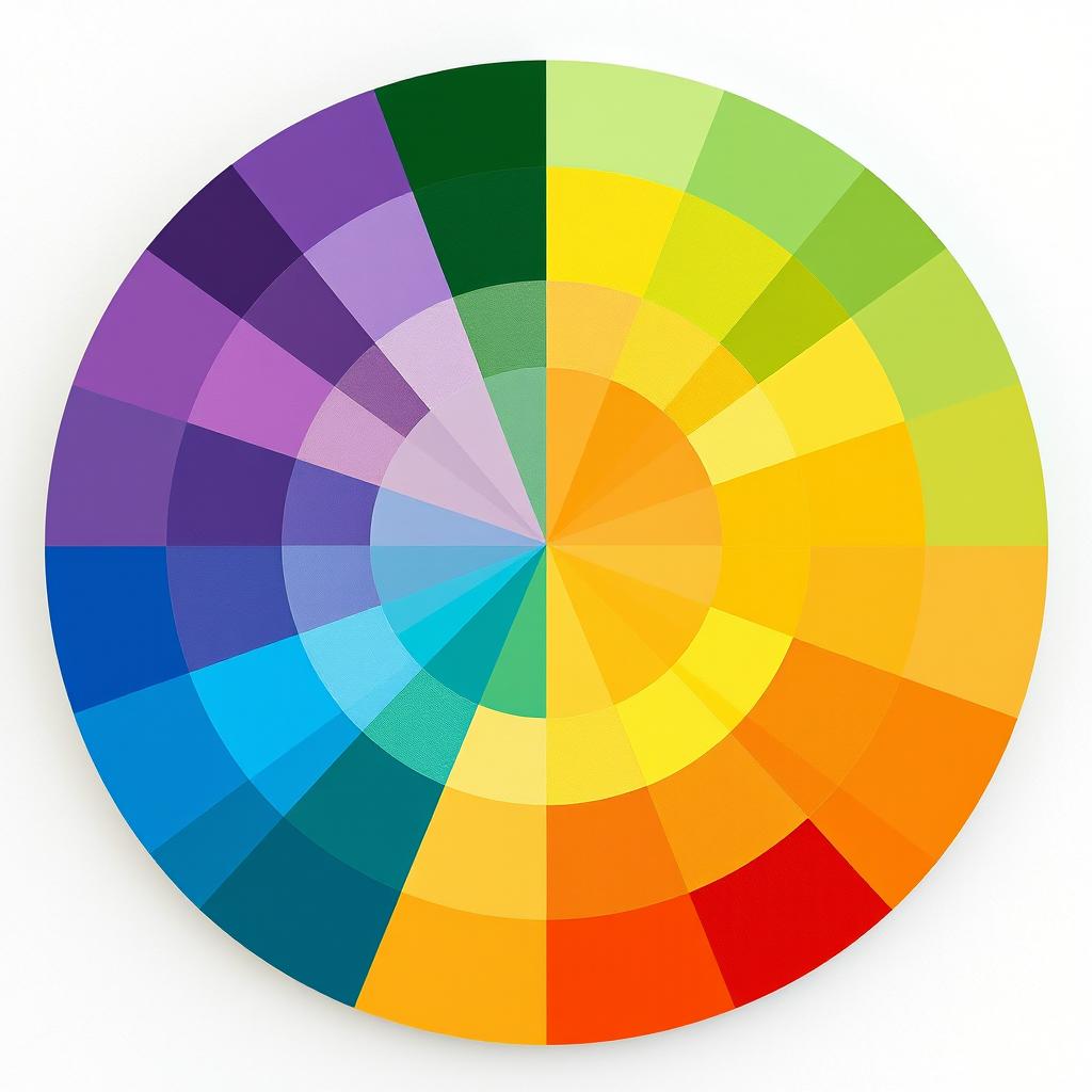 Aesthetic color wheel featuring a spectrum of colors arranged in a circular format