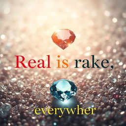 A striking and thought-provoking visual representation of the slogan "Real is rare, fake is everywhere