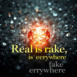 A striking and thought-provoking visual representation of the slogan "Real is rare, fake is everywhere