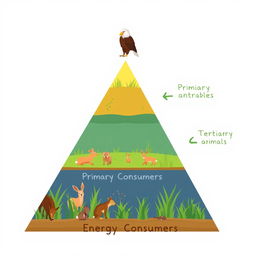 A simple 2D illustration of an energy pyramid designed for an educational poster