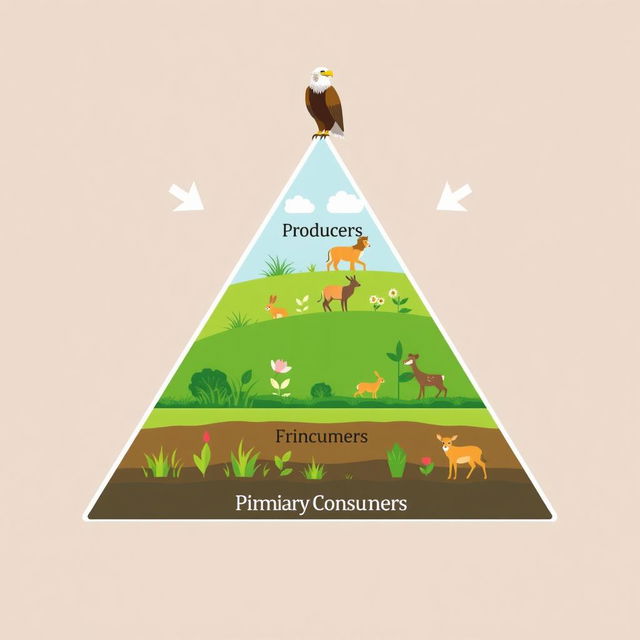 A simple 2D illustration of an energy pyramid designed for an educational poster