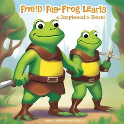 A high-quality digital art image serves as a book cover for 'Fred the Fearless Frog and Joey the Brave Bear'