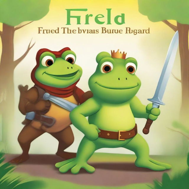 A high-quality digital art image serves as a book cover for 'Fred the Fearless Frog and Joey the Brave Bear'