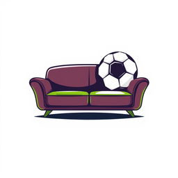 A logo design featuring a stylized single sofa integrated with a football