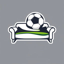 A logo design featuring a stylized single sofa integrated with a football