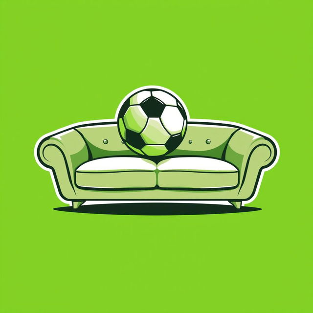 A logo design featuring a stylized single sofa integrated with a football