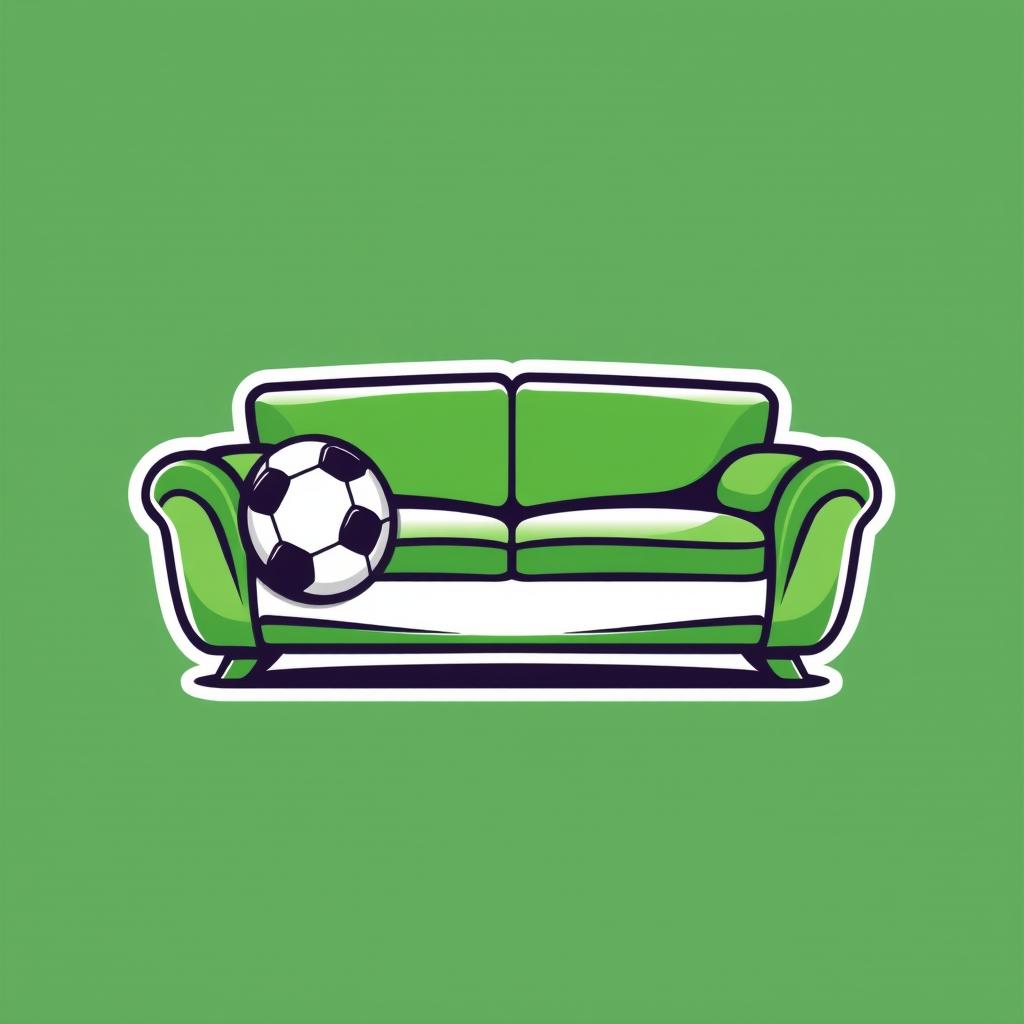 A logo design featuring a stylized single sofa integrated with a football