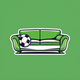 A logo design featuring a stylized single sofa integrated with a football