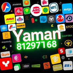 A vibrant and modern digital artwork featuring the name 'Yaman' prominently displayed at the center