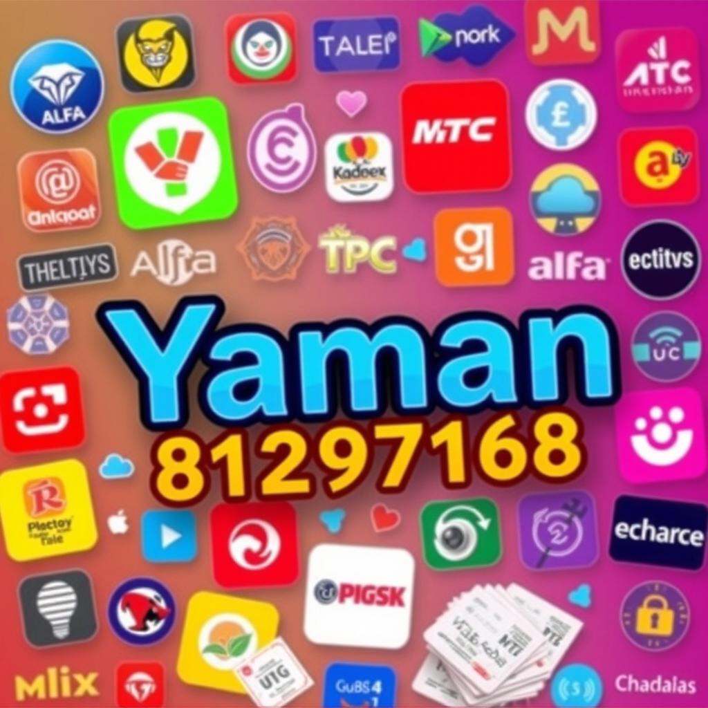 A vibrant and modern digital artwork featuring the name 'Yaman' prominently displayed at the center