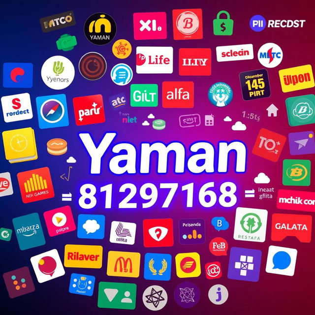 A vibrant and modern digital artwork featuring the name 'Yaman' prominently displayed at the center