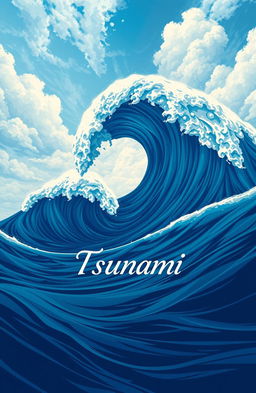 An impressive illustration of a massive tsunami wave, capturing the sheer power and beauty of the ocean
