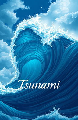 An impressive illustration of a massive tsunami wave, capturing the sheer power and beauty of the ocean