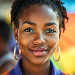 A vibrant and clear portrait photo with crisp details, featuring bright and even lighting